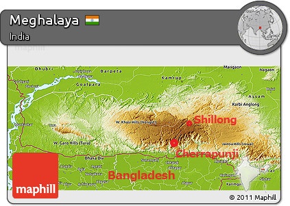 Satellite 3D Map of Cherrapunji