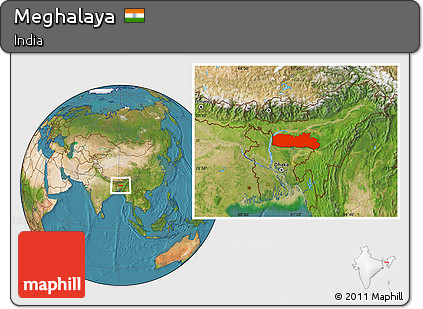 Satellite Location Map of Meghalaya
